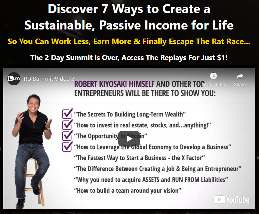 What Is Rich Dad Summit About - 7 ways to create a passive income